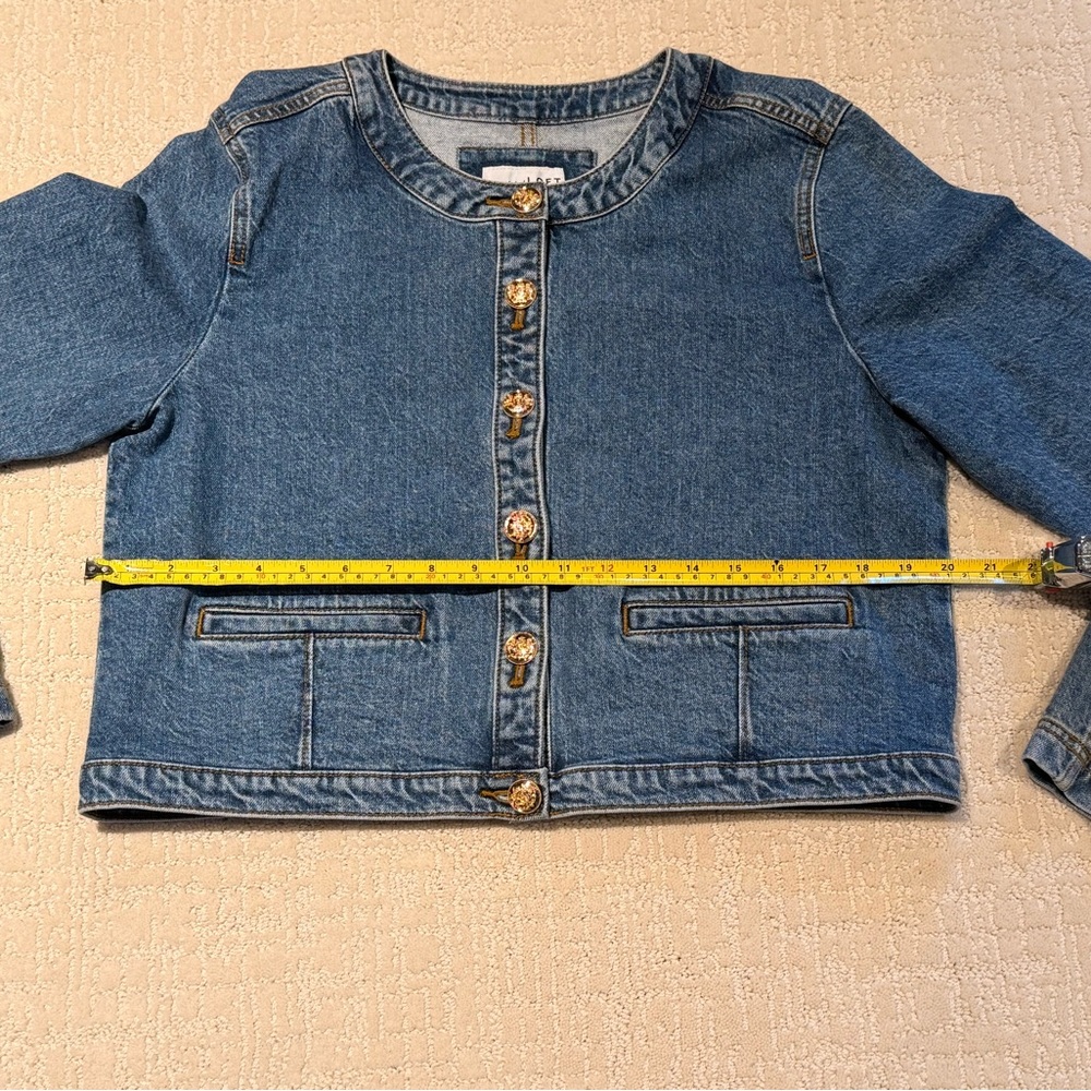 LOFT Blue Denim Jacket with Button Detail - Picture 4 of 4